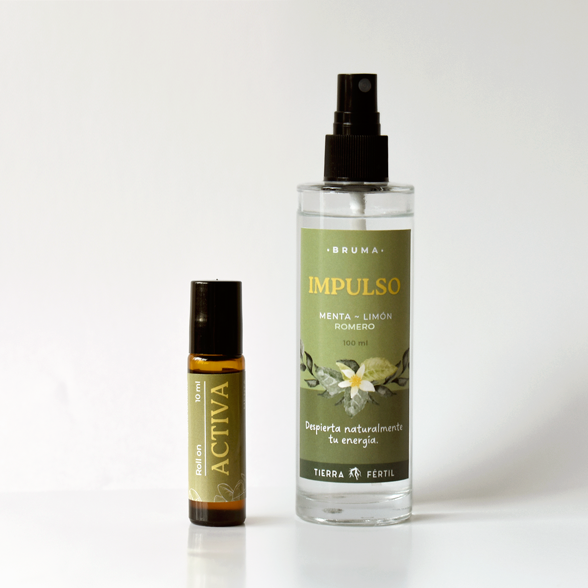 Pack energizante de aromaterapia con Roll On Activa y Bruma Impulso para energía, concentración y claridad mental.
