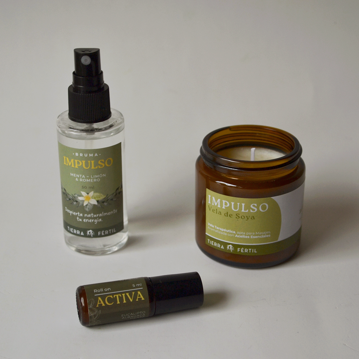 Pack energizante con aceites esenciales de menta, limón, romero, eucalipto y albahaca para foco y bienestar diario