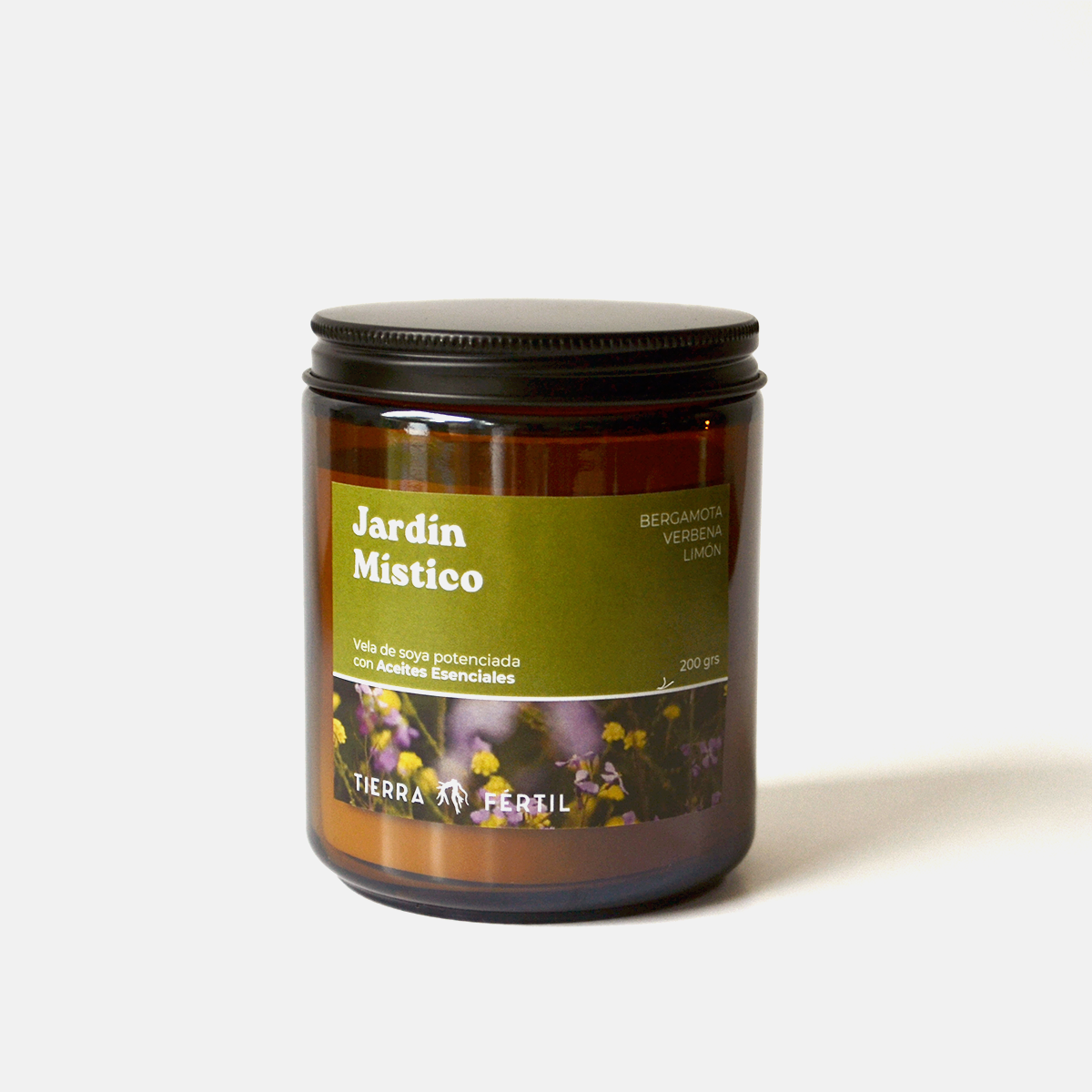 Vela con aceites esenciales de limón, verbena y bergamota para energía, frescura y claridad