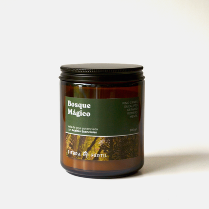 Vela aromática natural con aroma a bosque para crear un ambiente de conexión con la naturaleza