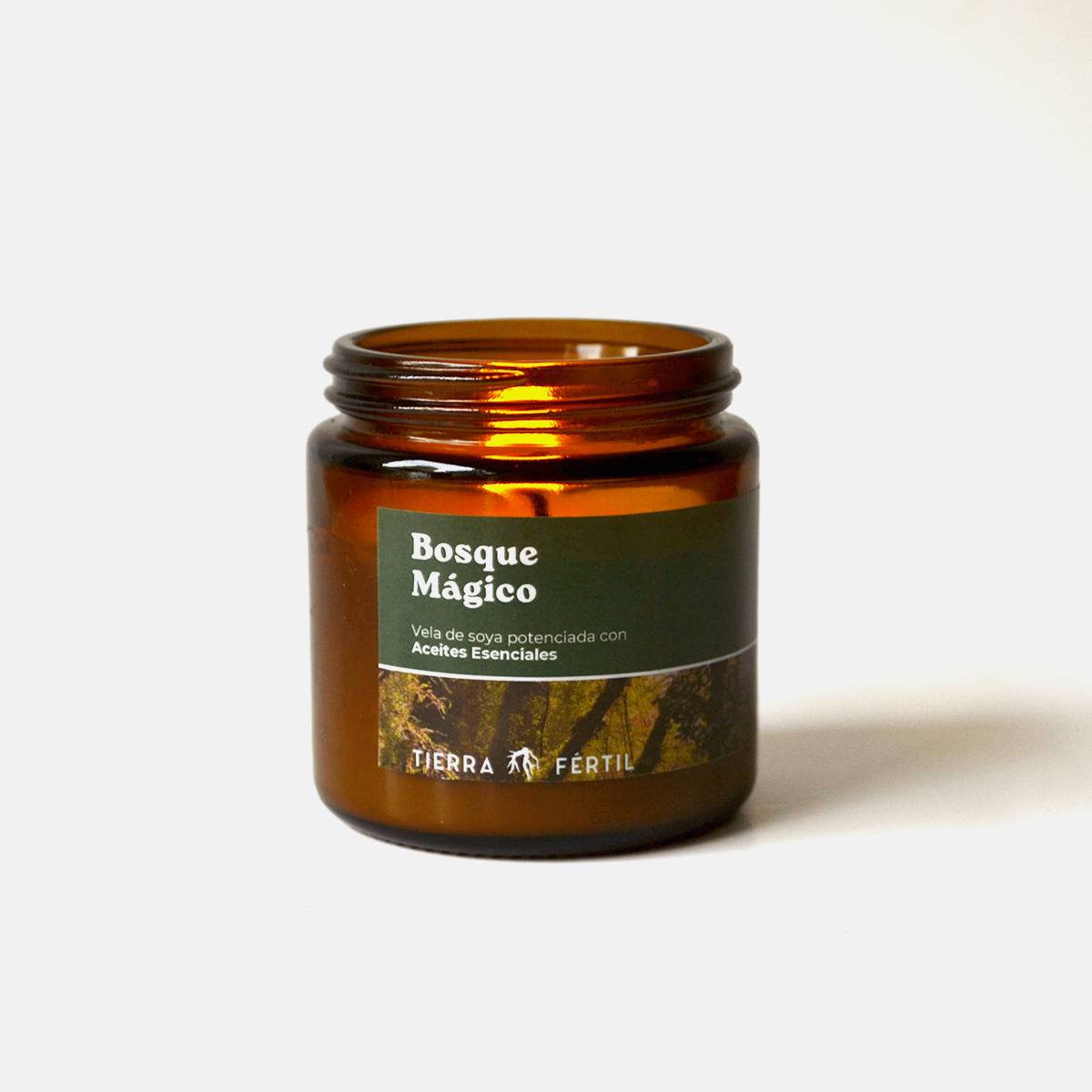 Vela de soya orgánica Bosque Mágico con aceites esenciales para aromatizar el hogar con aroma amaderado y herbal